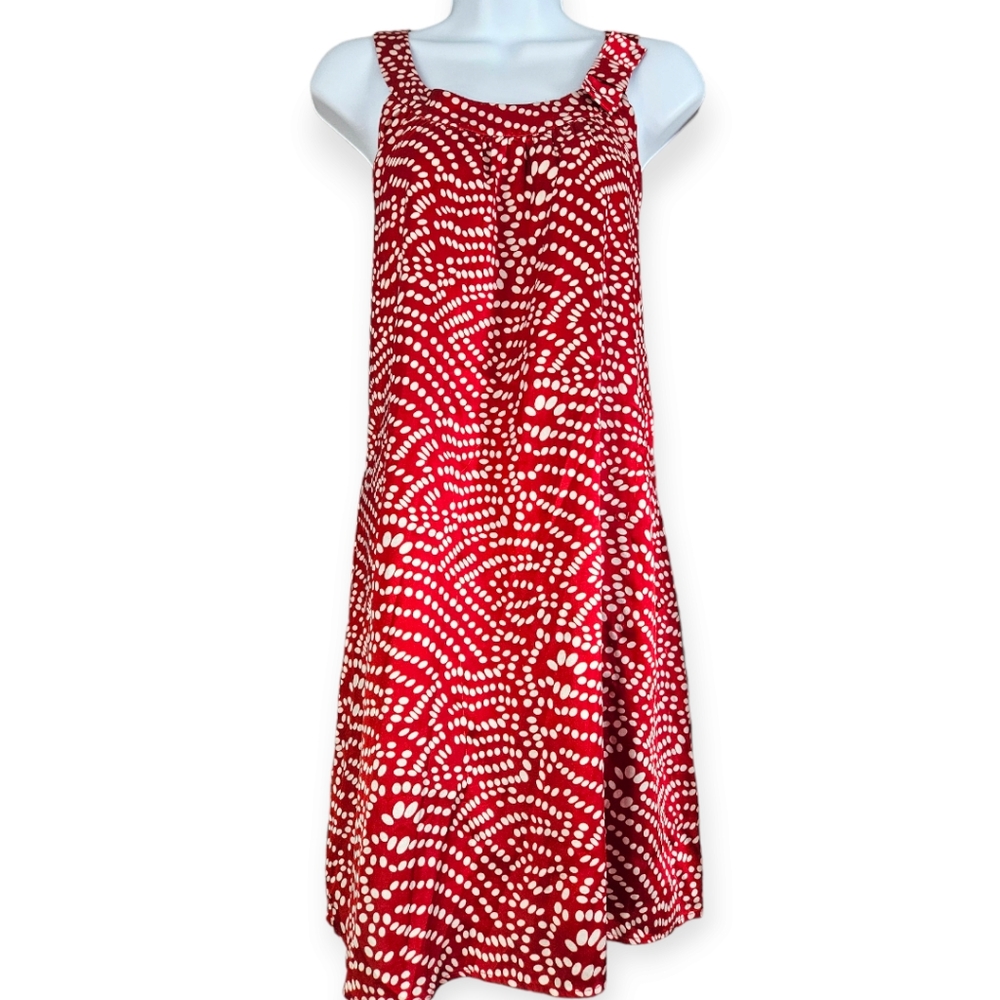 NWOT BCBGMaxAzria red white dot shift sheath dress Womens Medium
